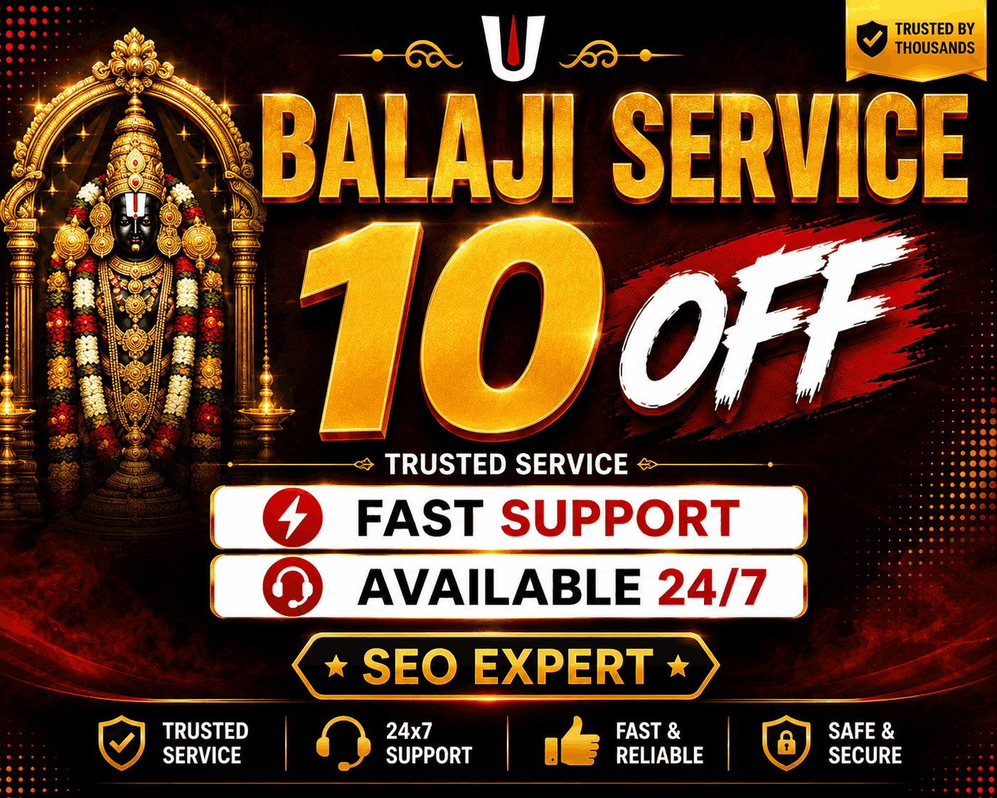 Tirupati Pro SEO Agency premium gold trident emblem